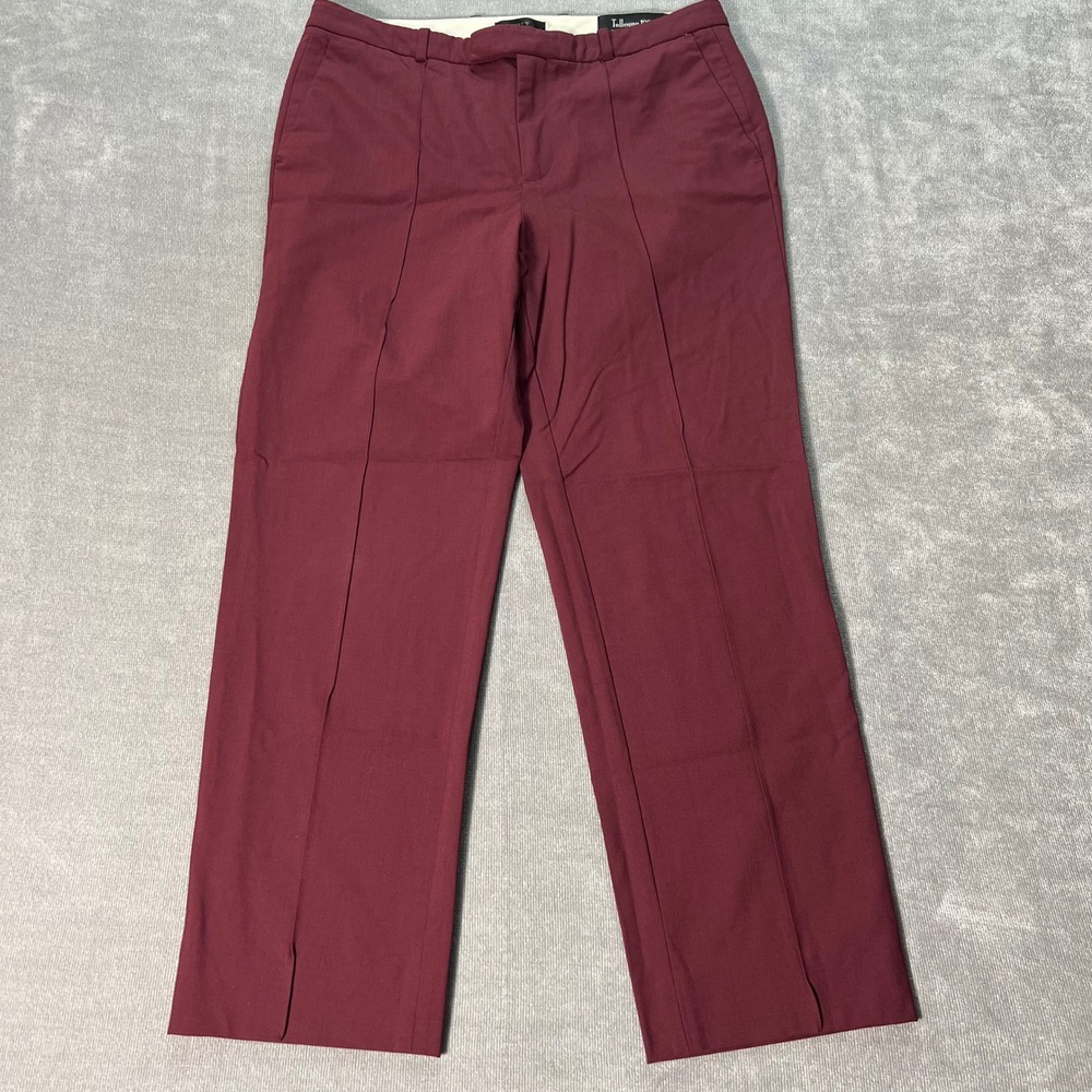 Women's Tailored Burgundy Straight-Leg Pants